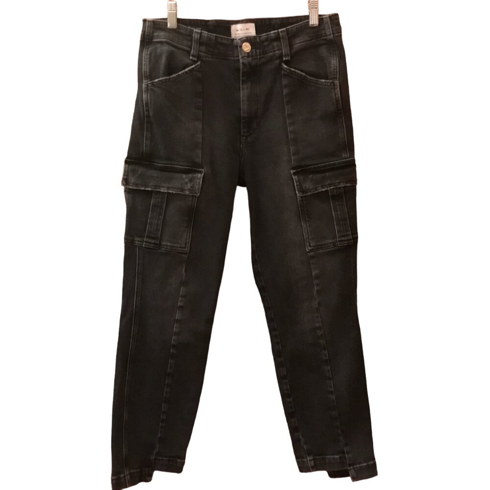 McGuire Black Skinny Jeans Damn Fine Cargo Style Unique Hem Jeans Cotton Stretch